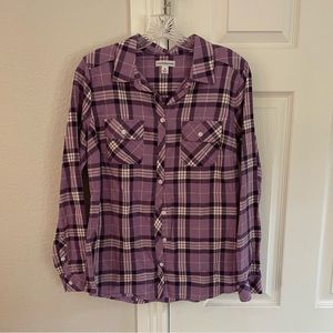 LIKE NEW womens Croft & Barrow purple flannel top size Medium